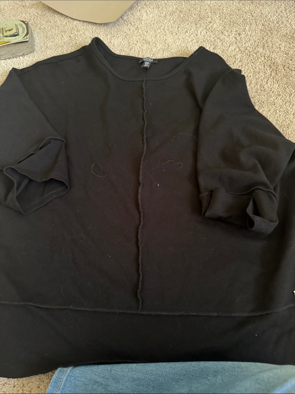 Jones New York Black Crewneck Sweater - Minimal Seam Detail